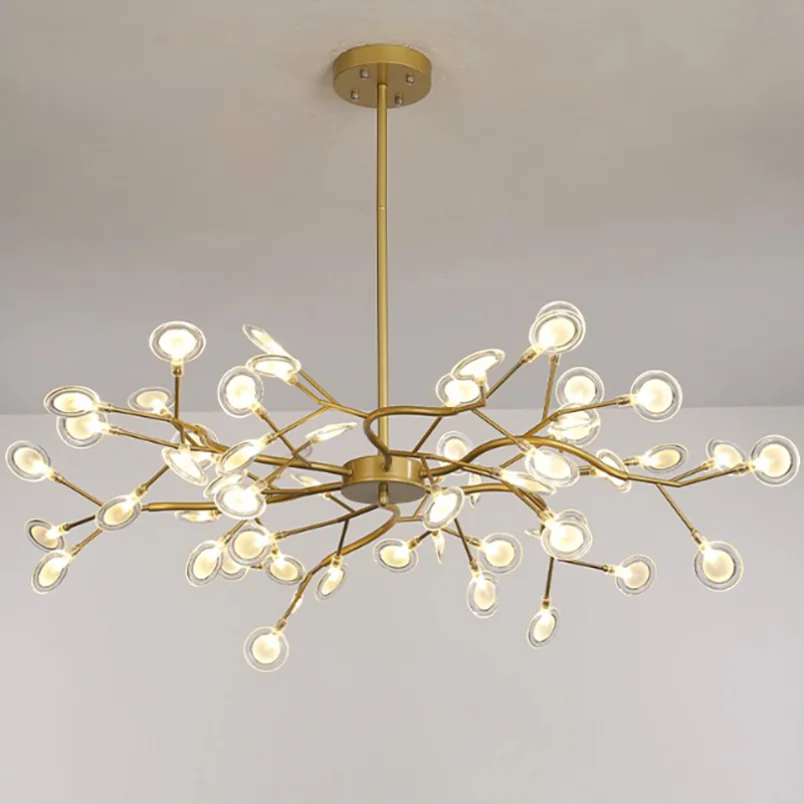 2024 Modern Firefly LED Chandelier Light Tree Branch Pendant Lamp Decorative Hanging Lamp For Home (Acrylic Lampshde ）