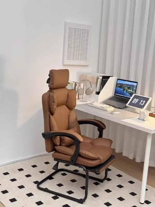 Ergonomic Office Chair with Adjustable Headrest, Latex Seat, Reclining Function & Linked Armrests, Bow Tie Base