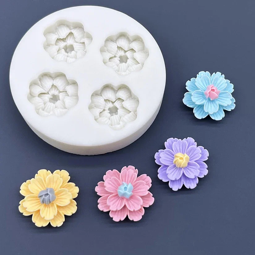 Mini Sakura Flower Shaped Silicone Mold Daisy Fondant Mousse Cake Soap Resin Mould Jelly Candy Chocolate Decoration Baking Tools