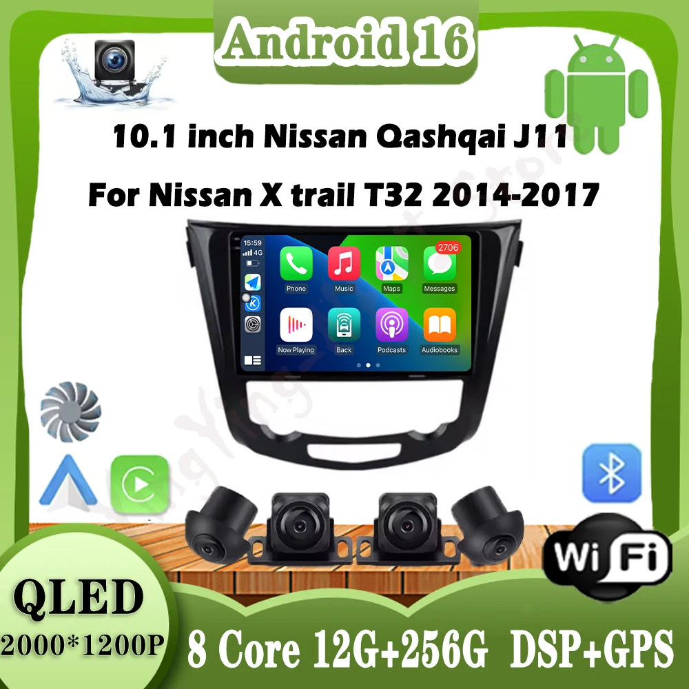 10.1 inch For Nissan Qashqai J11 Nissan X trail T32 2014-2017 Android16 Car Navigation Radio GPS Multimedia Video Player Stereo