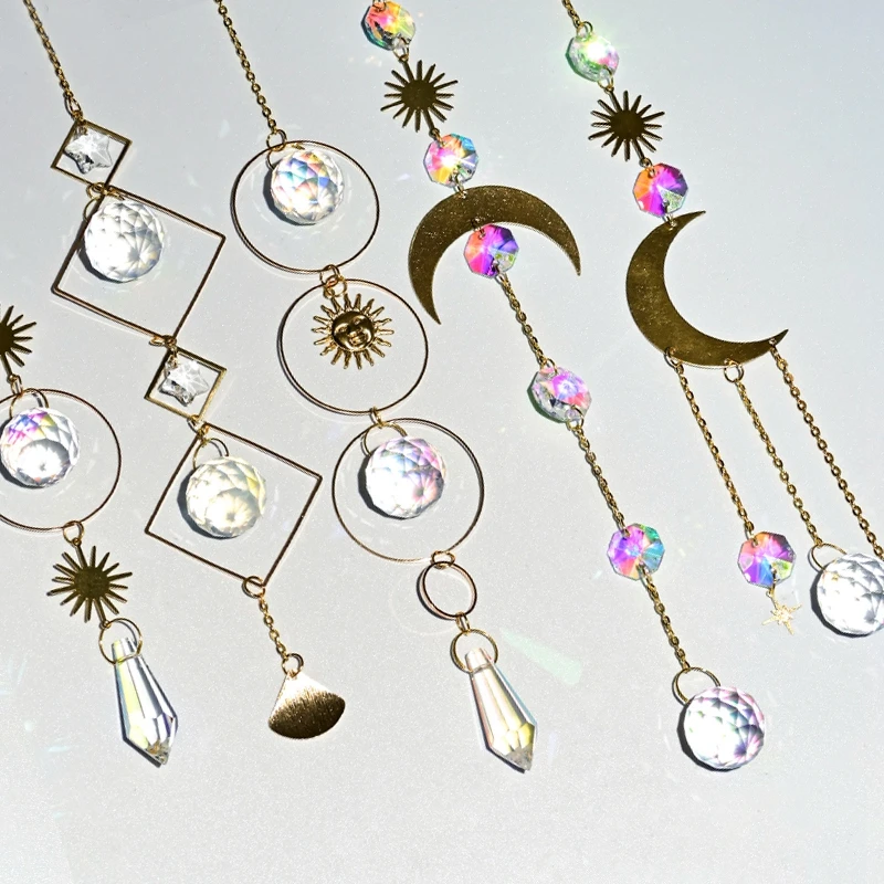 Kristall-Sonnenfänger, Kristall-Windspiele, Garten, Regenbogen-Sonnenfänger, Garten, hängender Anhänger, Fenster, Wind, Musik, Hausgarten-Dekoration – Detail 4