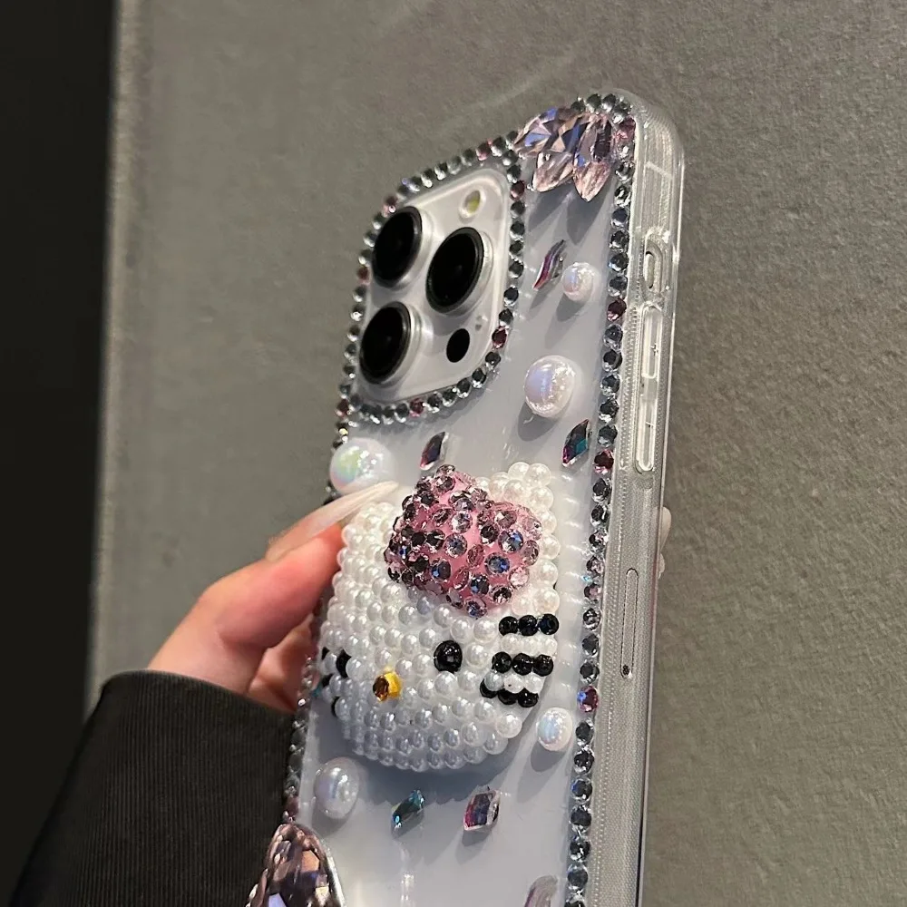 Sanrio Diamant-Strass-Herz-Hülle für Samsung S25 Edge S24 Ultra S20 S22 S23 Plus für Galaxy S21 Plus S26 Hello Kitty Cover – Detail 4