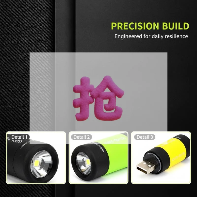 Pocket Keychain Flashlight Waterproof Outdoor Hiking Camping Mini FlashlightUSB Rechargeable LED Multifunctional Strong Light