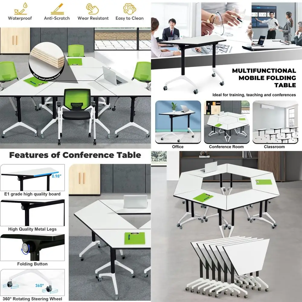 

Регулируемые трапециевидные конференц-столы, 47,2 x 23,6 x 29,5, с бесшумными колесиками для мобильных совещаний и тренингов.