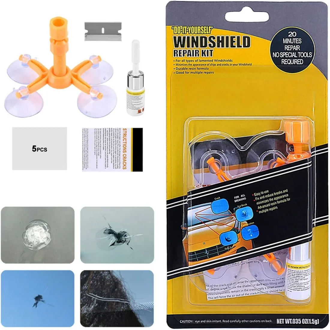 

Windshield Repair Kit, Car Windshield Crack Repair Kit Glass Repair Kit for Repairing Auto Glasses Windshield/Cracks/Chip