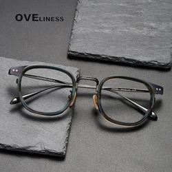 2024 Acetate Titanium Glasses Frame Men Women Male female round Eyeglasses frames Vintage Retro Spectacles full Eyewear
