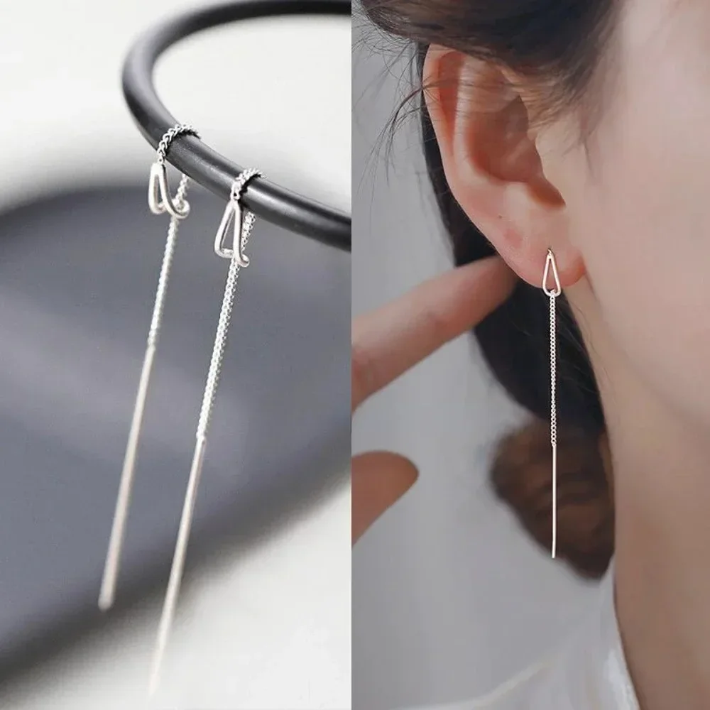 New Fashion Drop Ear Line Long Gold Silver Color Hanging Earrings for Women Crystal Tassel Earring Ear Accessories Jewelry Gifts