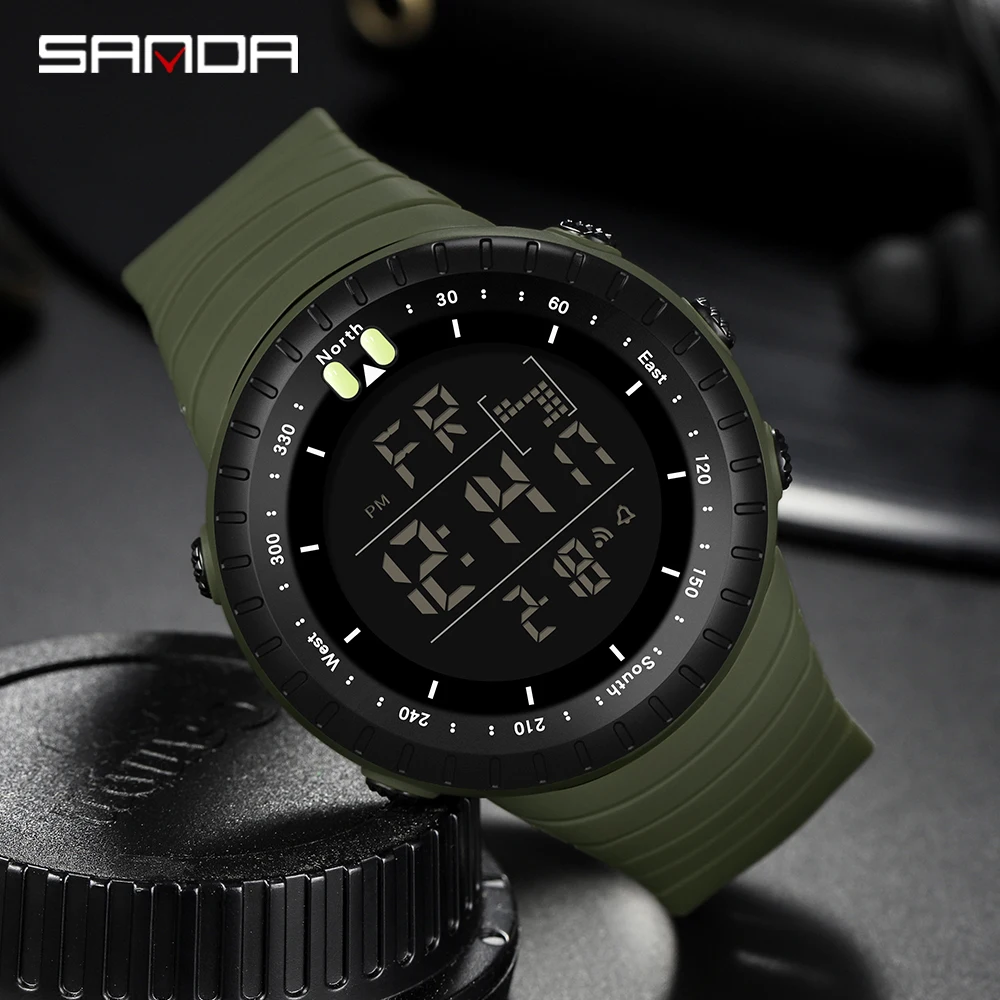 SANDA Brand Men Chronograph Sport Watch Fashion Man LED Digital Waterproof Clock Military Wrist Watches relogio masculino