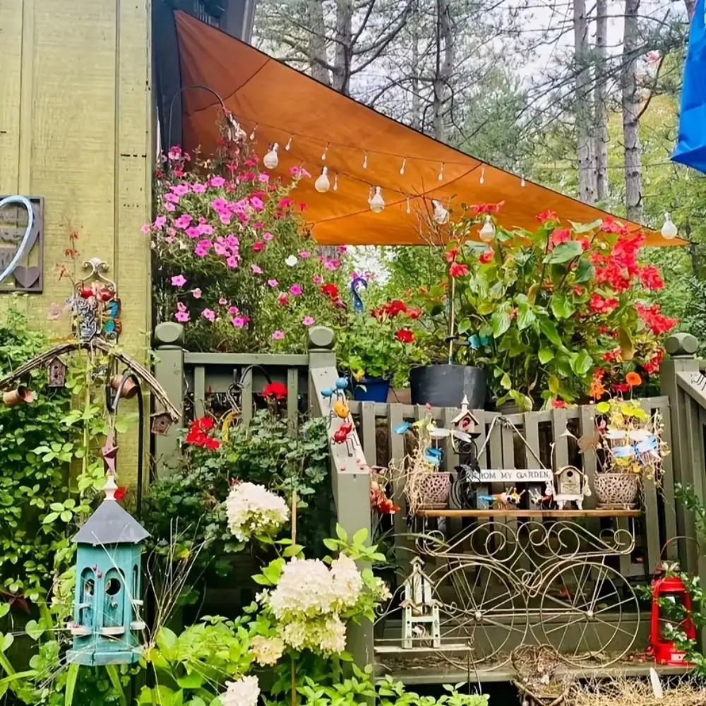 

Защита от солнца, треугольный водонепроницаемый солнцезащитный козырек с веревками, 95% УФ-блокировка, треугольный солнцезащитный козырек, прочный портативный уличный навес для сада