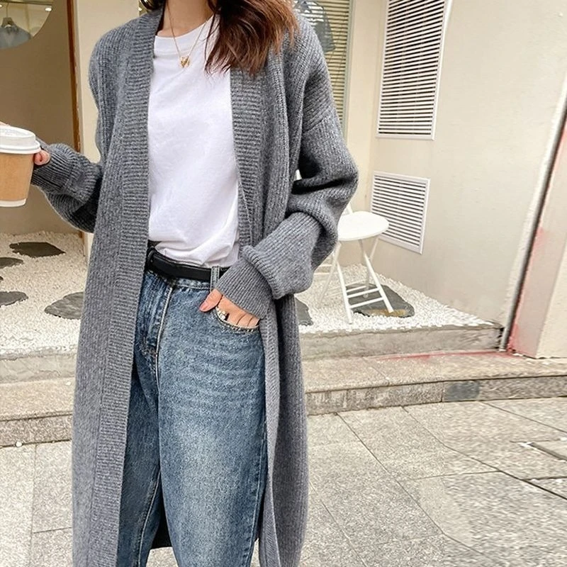 Knitted Sweater Woman Solid Elegant Jackets Light Casual Y2k Office Wear Fall 2025 New in Knitwear Chic Cardigan for Women Long