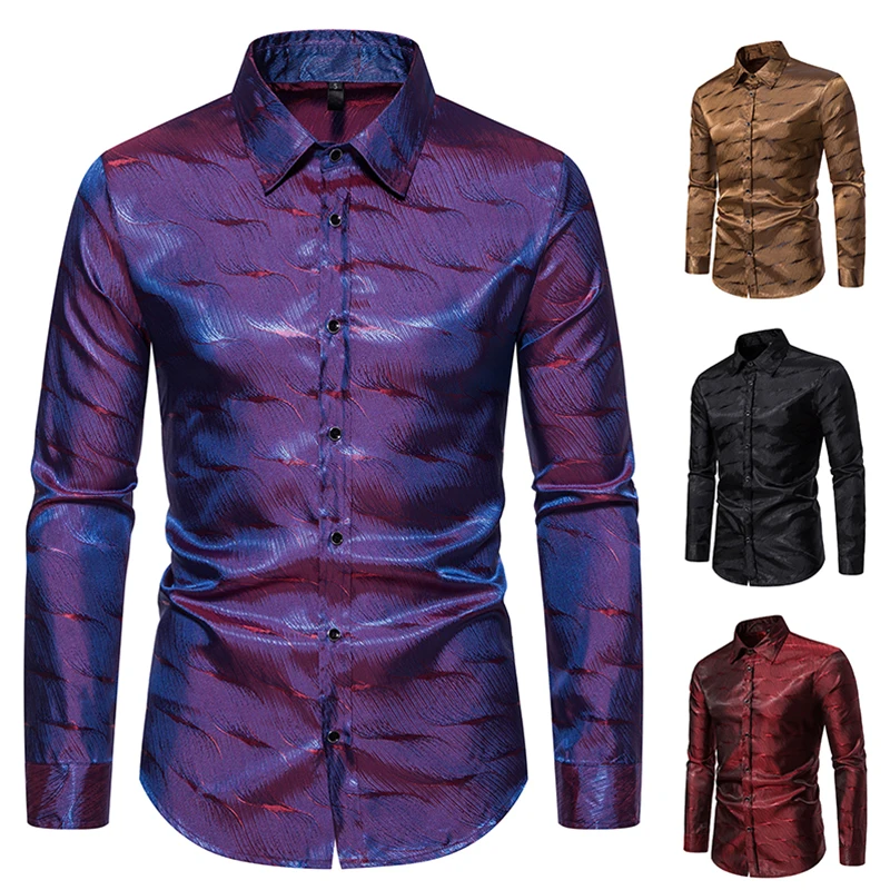 Camisa de manga comprida masculina de alta qualidade nobre luxo impresso casual camisa africana