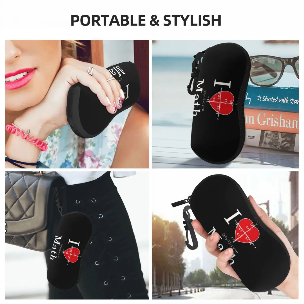 Custom I Love Math Pattern Glasses Case Cool Geek Nerd Shell Eyeglasses Case Sunglasses Box view 6