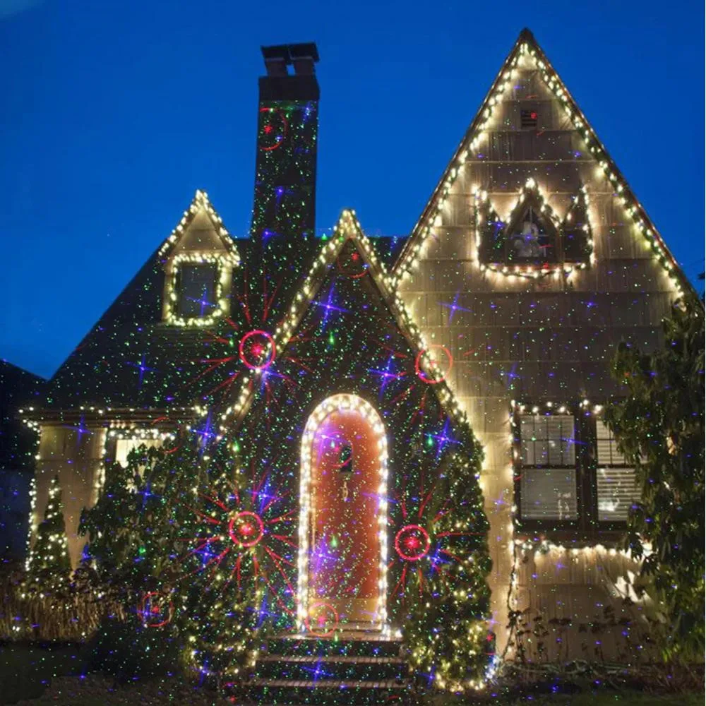 Projecteur de lumière laser extérieur de Noël, spectacle de motifs cosmiques, maison décorative de Noël, cour, jardin, décoration murale, maison, fête de vacances