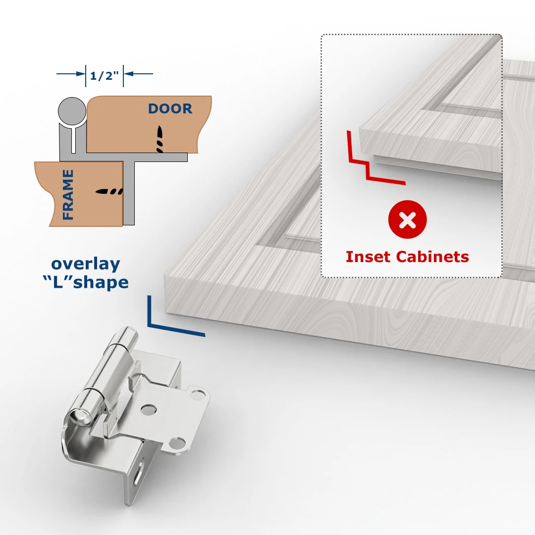 Viladepot 1/2 "петли для шкафа, 10 шт., скрытые пружинные петли для кухонного шкафа, гальваническая ярко-никелевая мебельная фурнитура