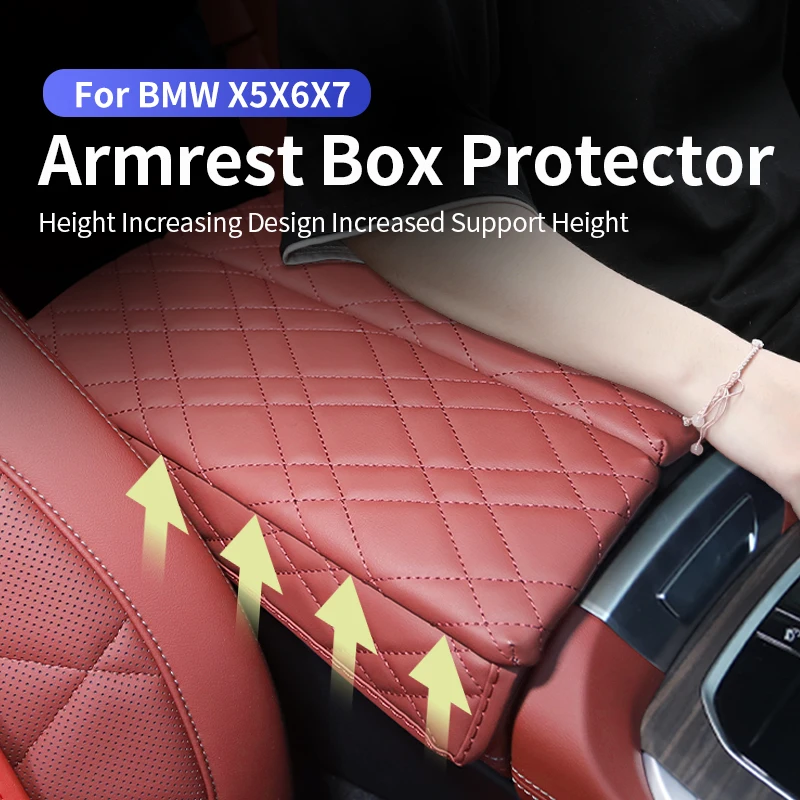 Car Center Console Armrest Box Cover PU Leather Arm Rest Protection Cushion For BMW X5 X6 X7 G05 G06 G07 Left Hand Drive Only