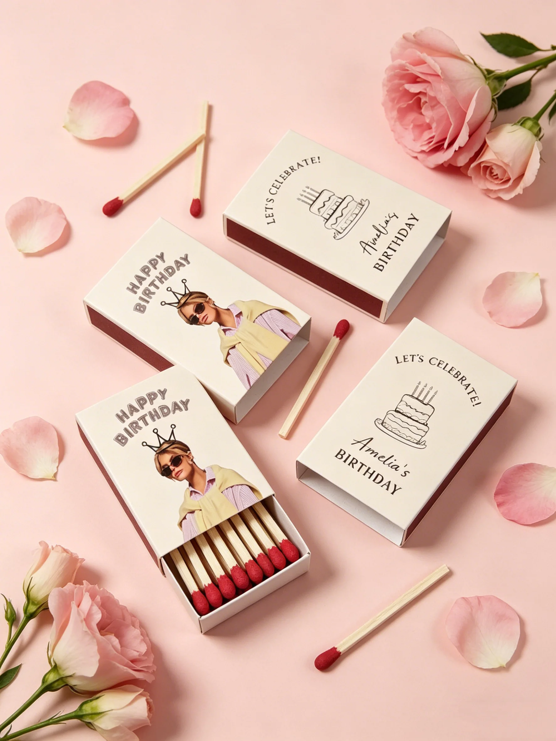 

Персонализированные сувениры для дня рождения, индивидуальные коробочки для спичек на 21-й, 30-й день рождения, для торжественных событий, подарки на День рождения, украшения для торта