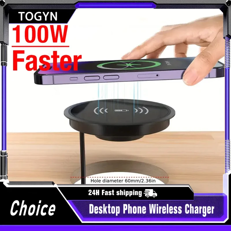 100W Fast Wireless Charger Pad for iPhone 16 15 14 Samsung S25 S24 S23 Xiaomi Huawei Wireless Chargi