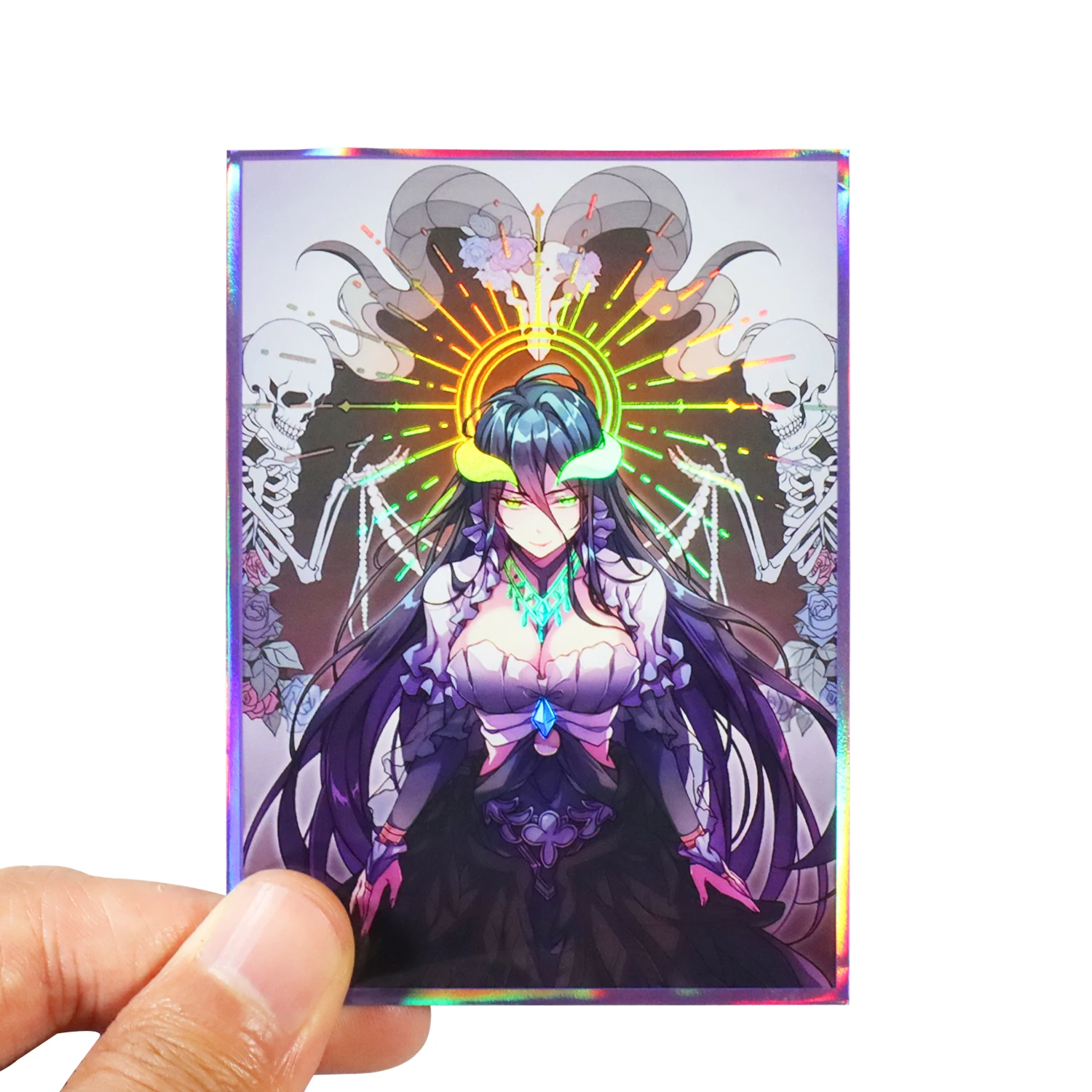 Holographic Anime Card Sleeves PKM MTG Size Card Sleeve Albedo Trading Card Protectors for 67x92mm Standard Size Foil Pocket