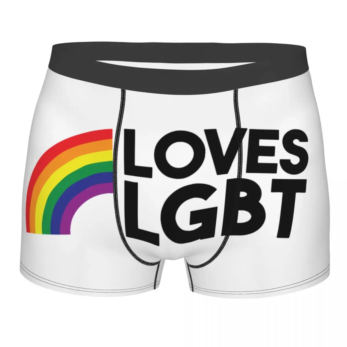 

Men LOVES LGBT Underwear Pride Bisexual Lesbian Gay Rainbow Harajuku Humor Boxer Shorts Panties Male Soft Underpants Plus Size