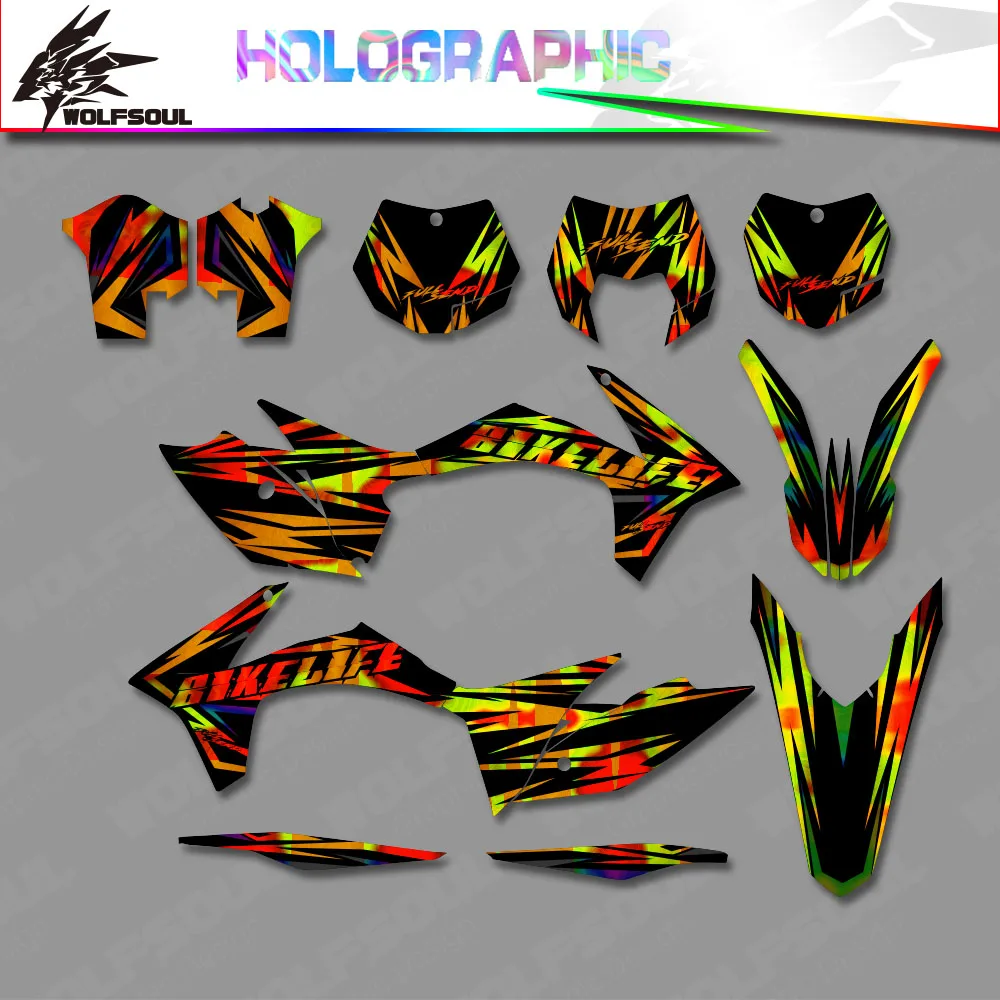 For KTM EXC 125 200 250 300 350 450 500 2012 2013 XC 2011 Motocross Holographic Background Decal Graphics Stickers Kits Custom