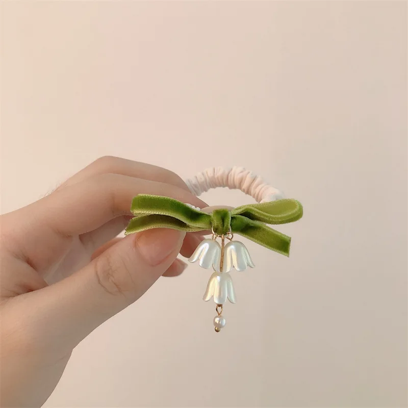 

Cute Lily Flower Women Hair Ties Fashion Hairband For Ponytail Holder Elastic Hair Band Sweet Hair Accessories Headwear