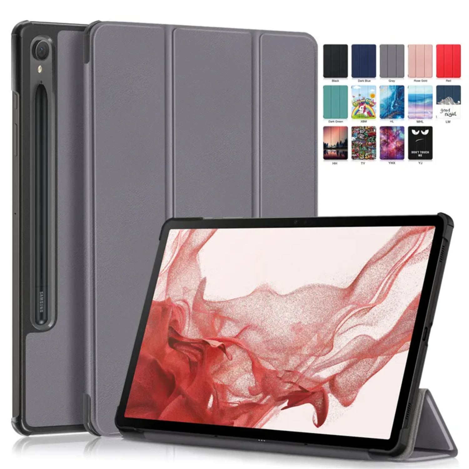 Stylish and Elegant Protective Tablet Folding Cover for Tab S9 FE S8 S7 Plus S7 FE 12.4 - Premium Funda Case for Tab S8 Plus S7