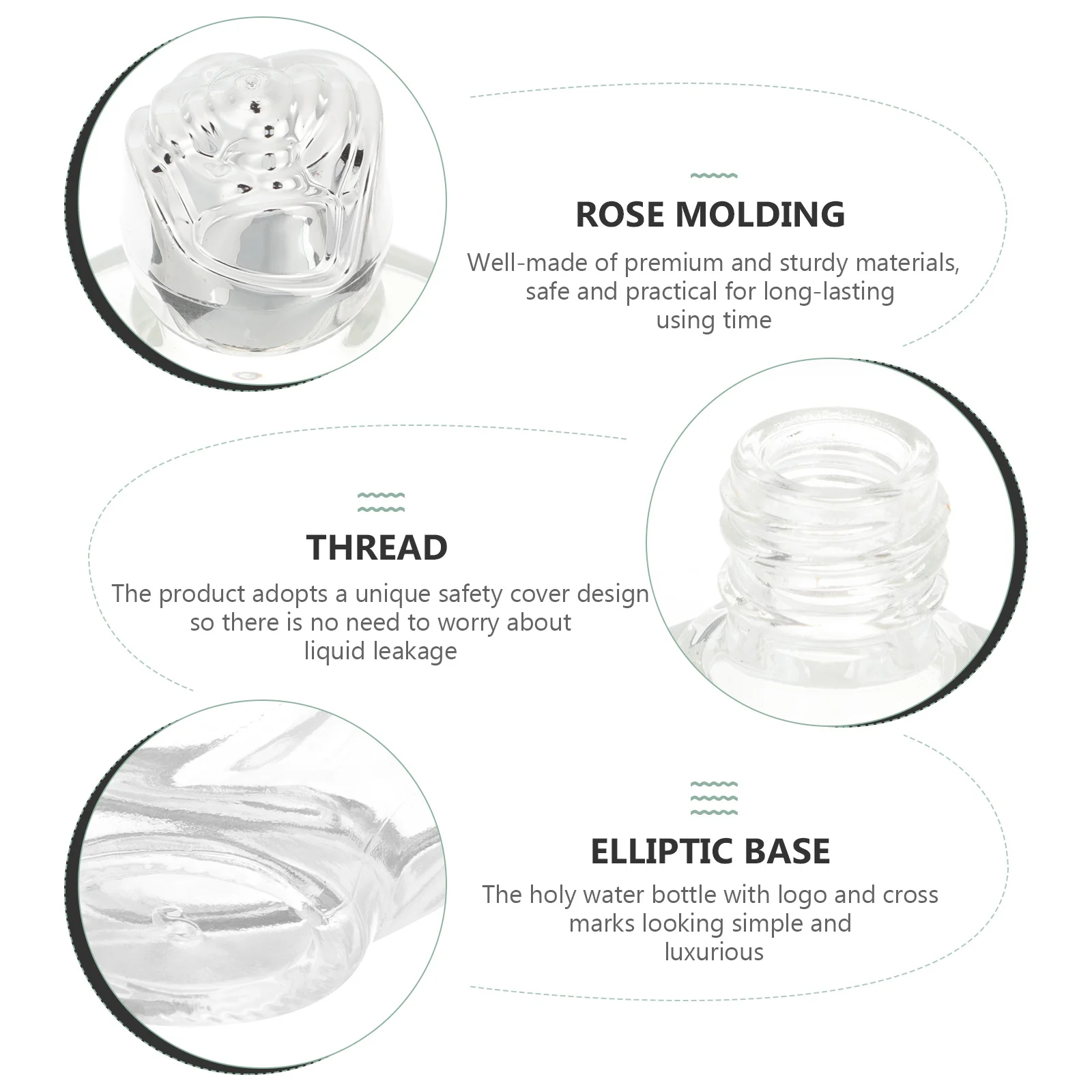 

2Pcs Metal Holy Water Bottle Glass Miniature Refillable Blessing Containers Baptism Wedding Church Decorative Bottles