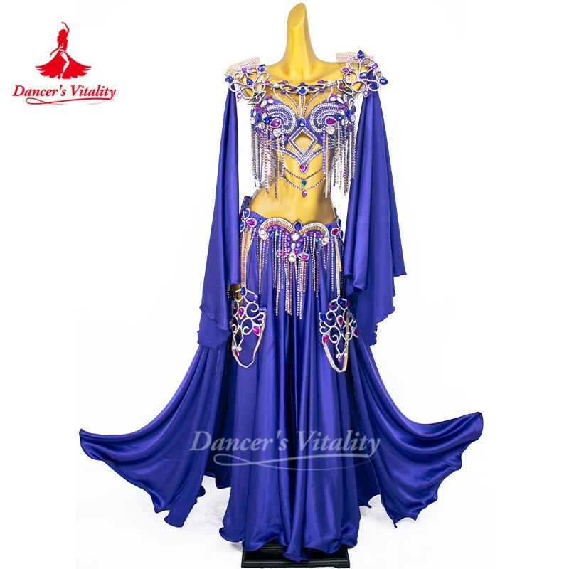 

Belly Dance Set for Women's Customized High End Luxury AB Stones Tassel Performance Set Adult and Children's Competition Outfit