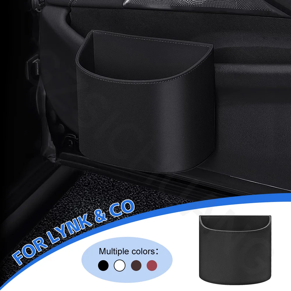 

For Lynk co Car Trash Can Suspended Trash Can Car Leather Storage Bucket For Lynk co 01 05 03 09 02 04 06 07 08 Car Accessories