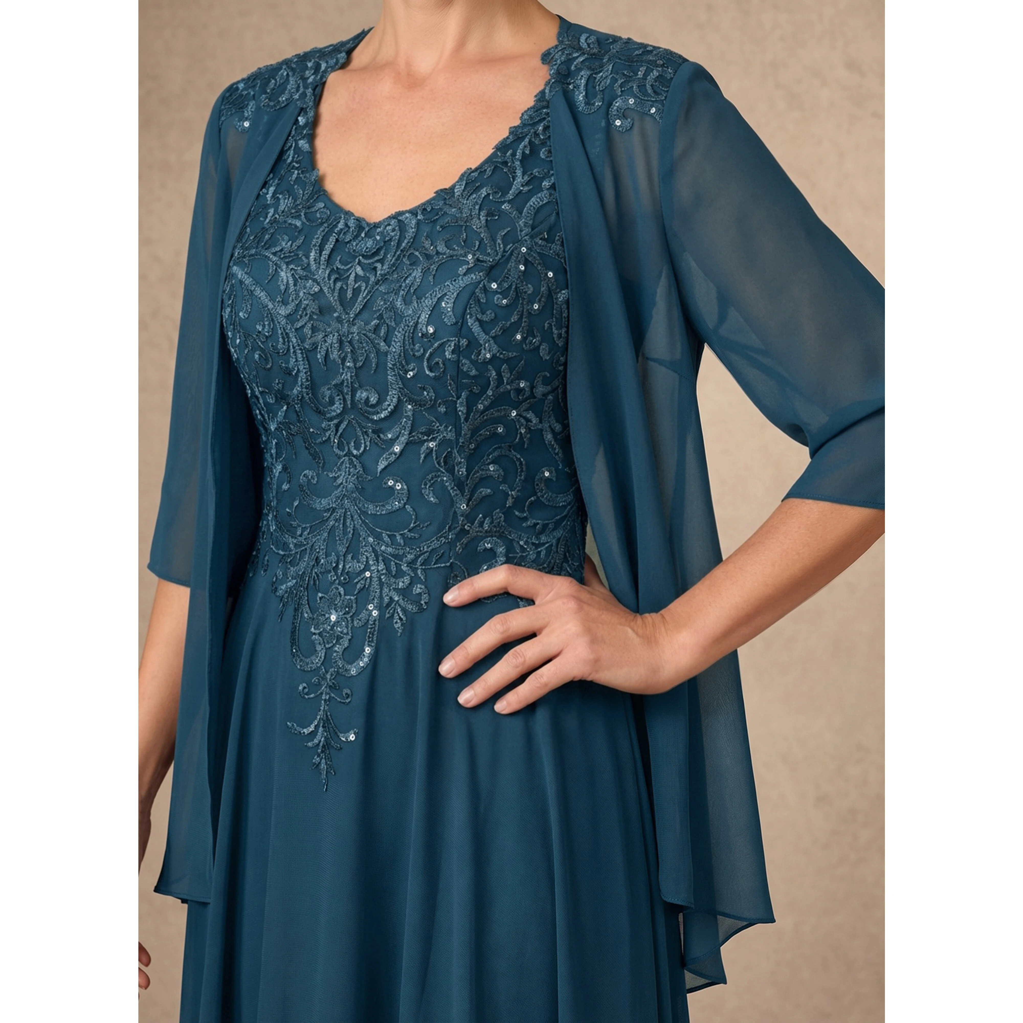 

2026 Elegant Half Sleeves Chiffon Mother Of The Bride Dresses Chiffon Blouse A-line Woman Wedding Banquet Formal Party Gown