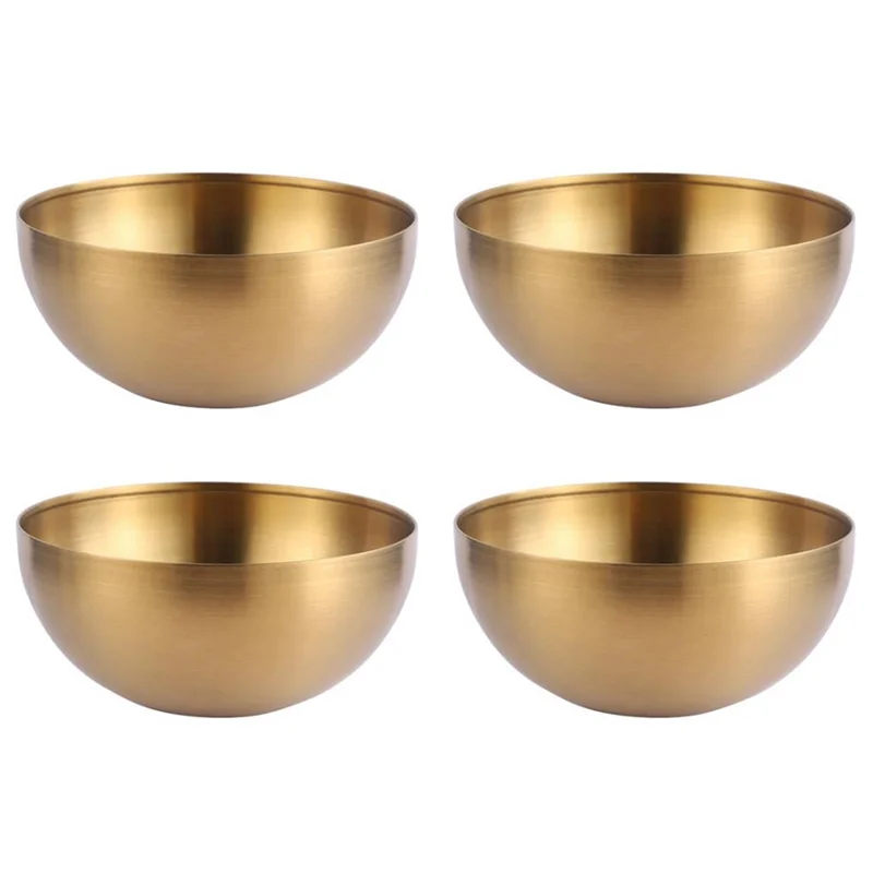 

A7THK-4X Large Capacity Stainless Steel Salad Bowls Korean Soup Rice Noodle Ramen Bowl Kitchen Food Container,Gold,20X9CM