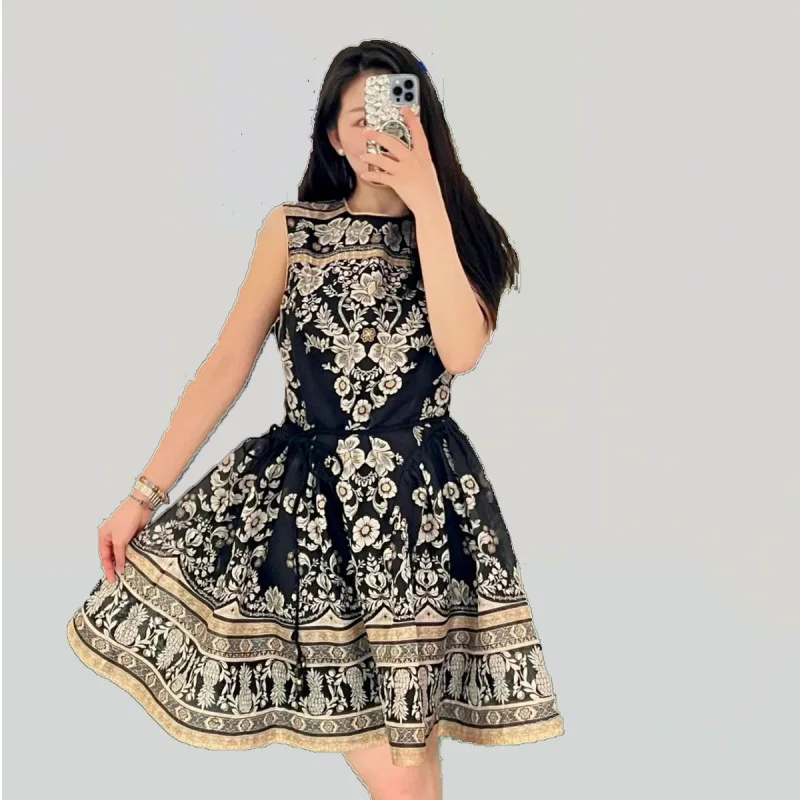 Ele Vintage rond Ne Slim Fit Svel Bell Bot Dr robe jupe complète taille haute Thi matériel saison d'automne