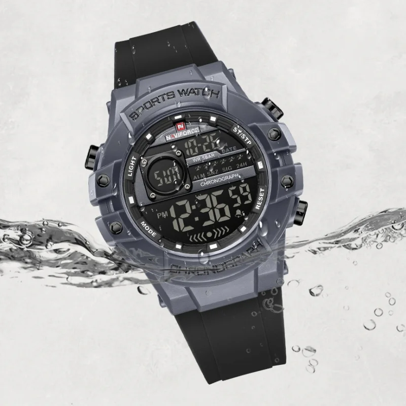 

NAVIFORCE новые многофункциональные мужские часы, спортивные мужские часы, фаза газа, силиконовый ремешок, цифровой экран, электронные часы для мальчиков