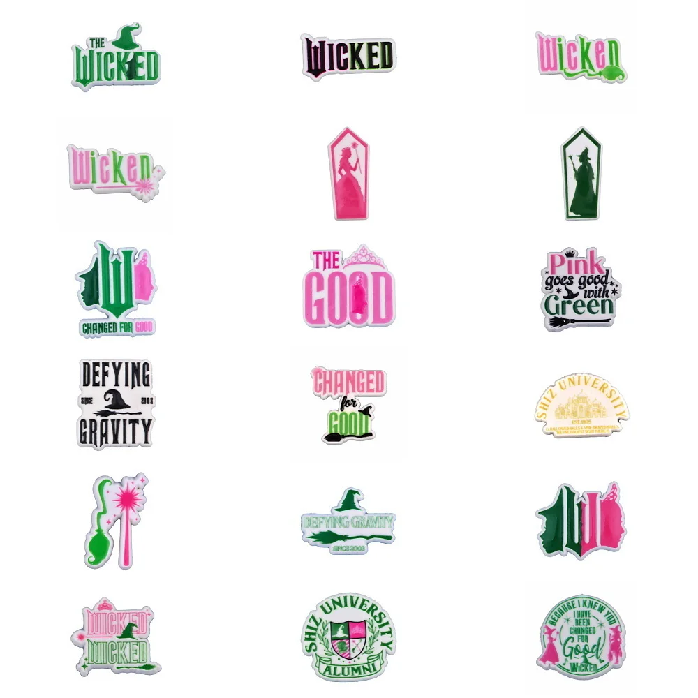 1pcs New Wicked Shoe Charms Colorful Letters Shoes Decoration Funny Witch Accessories For Men Women Party Favor
