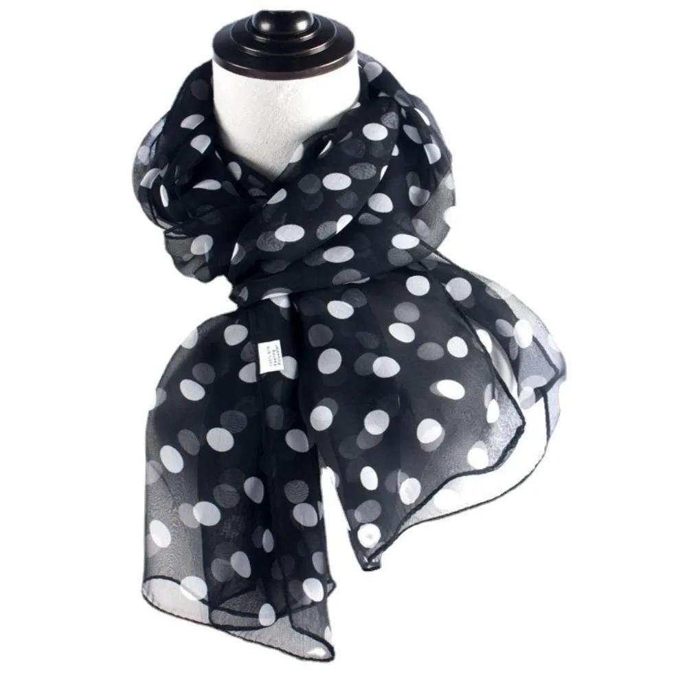 Shawl Soft Head Wraps Headband Neckerchief Hijab Scarf Polka Dot Scarf Ladies Women\'s Scarves Shawl Silk Scarf