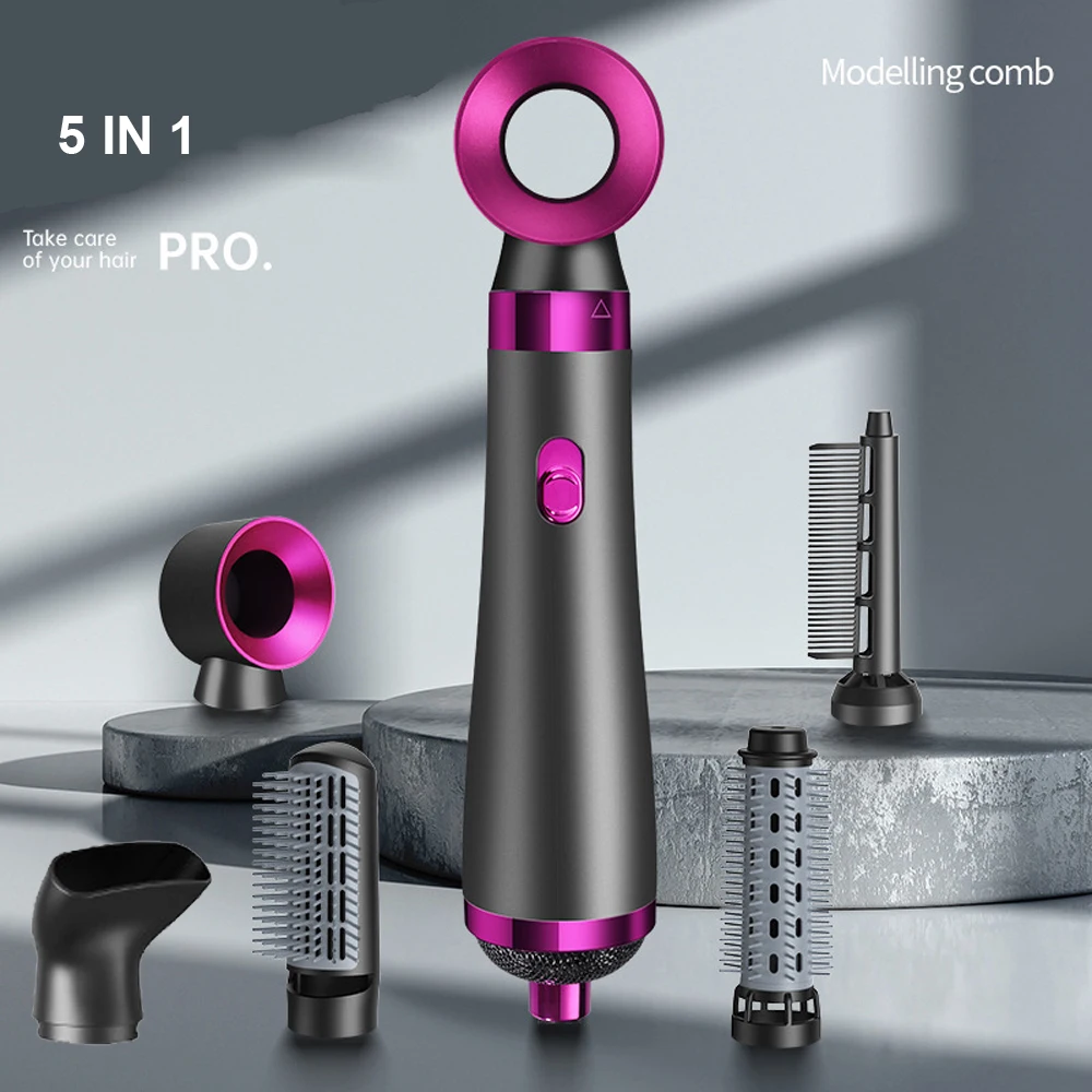 جديد متعدد الوظائف فرشاة مجفف الشعر الساخن مشط تصفيف الشعر أداة للمنزل صالون استخدام فرشاة الهواء الساخن 5 في 1 مجموعة أدوات تصفيف الشعر