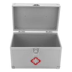 Medicine Box Case with Handle Sturdy First Aid Kit Metal Household Organizer Chest Portable Cabinet