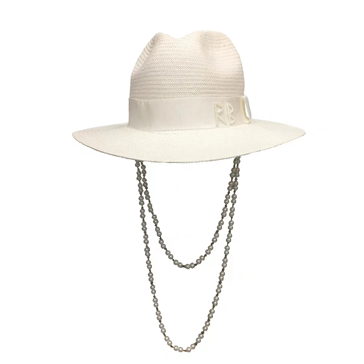 Sombrero de paja de estilo Punk para mujer, accesorios de letras francesas, decoración de cadena, estilo Jazz, Verano