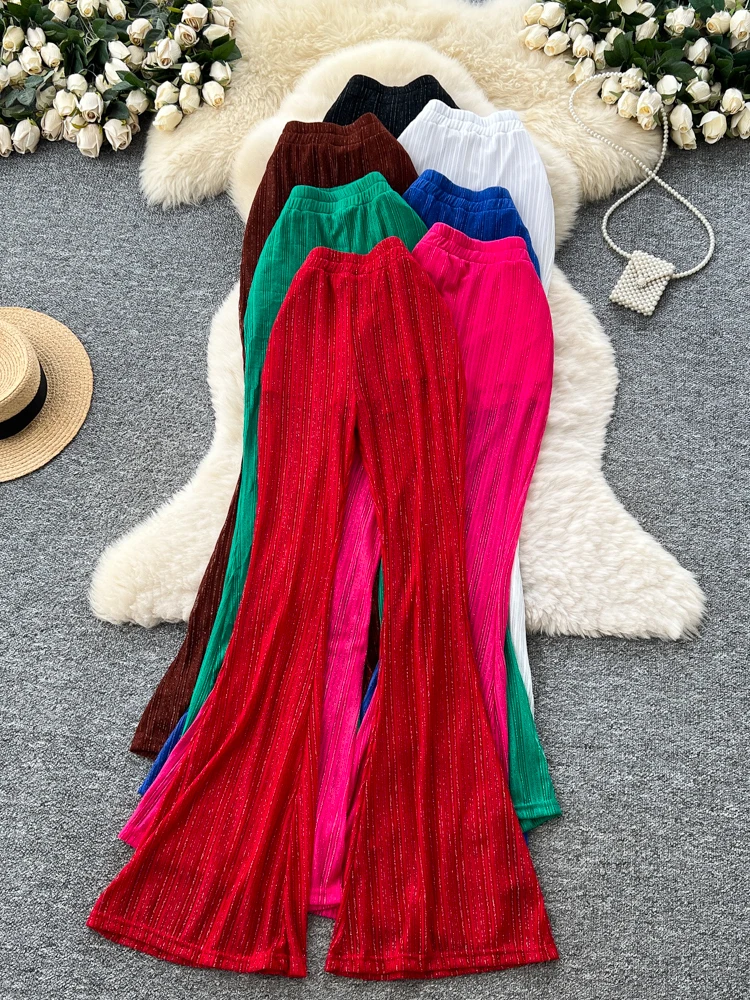 Pantalones de Yoga de cintura alta iny Tead para mujer, pantalones informales ajustados, piernas micro acampanadas, ropa informal de puro deseo, fibra de poliéster