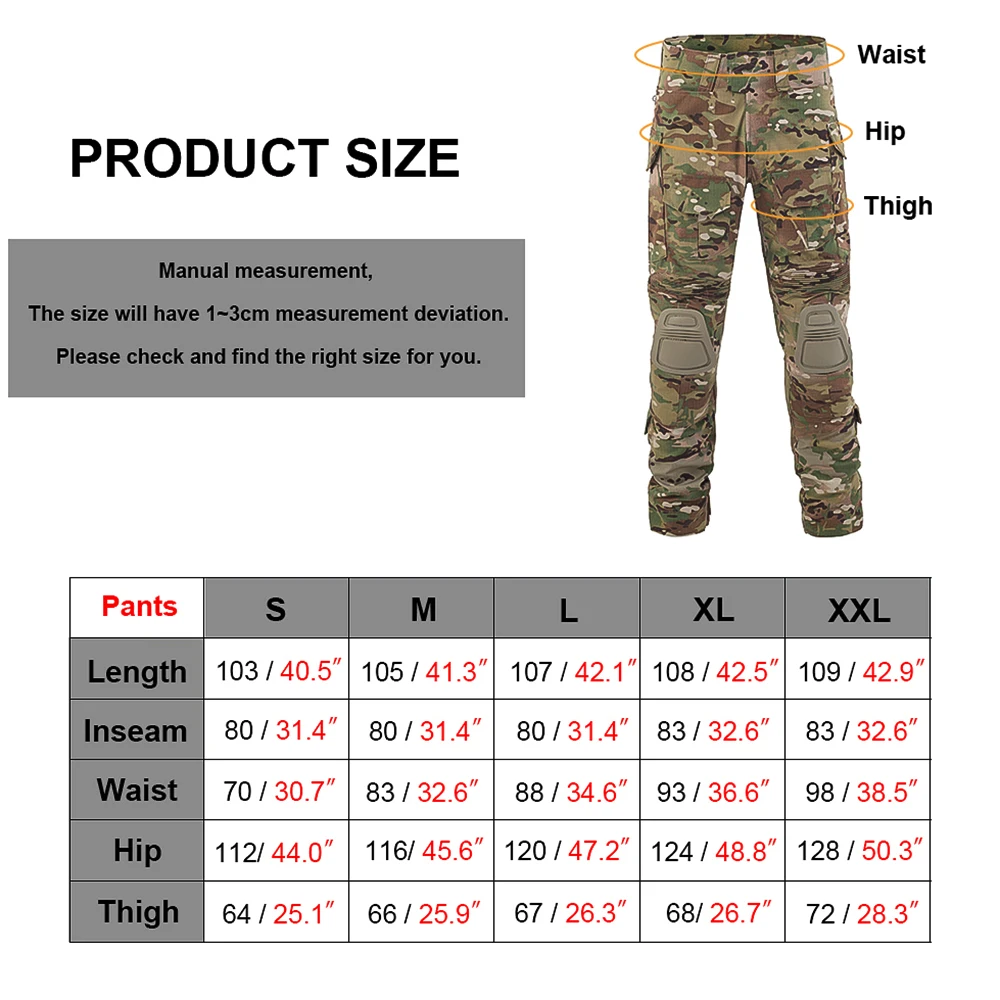 SINAIRSOFT G3 Kampfhose mit Knieschonern Taktische Hose MC Gen3 Outdoor Jagd Tarnkleidung – Detail 1