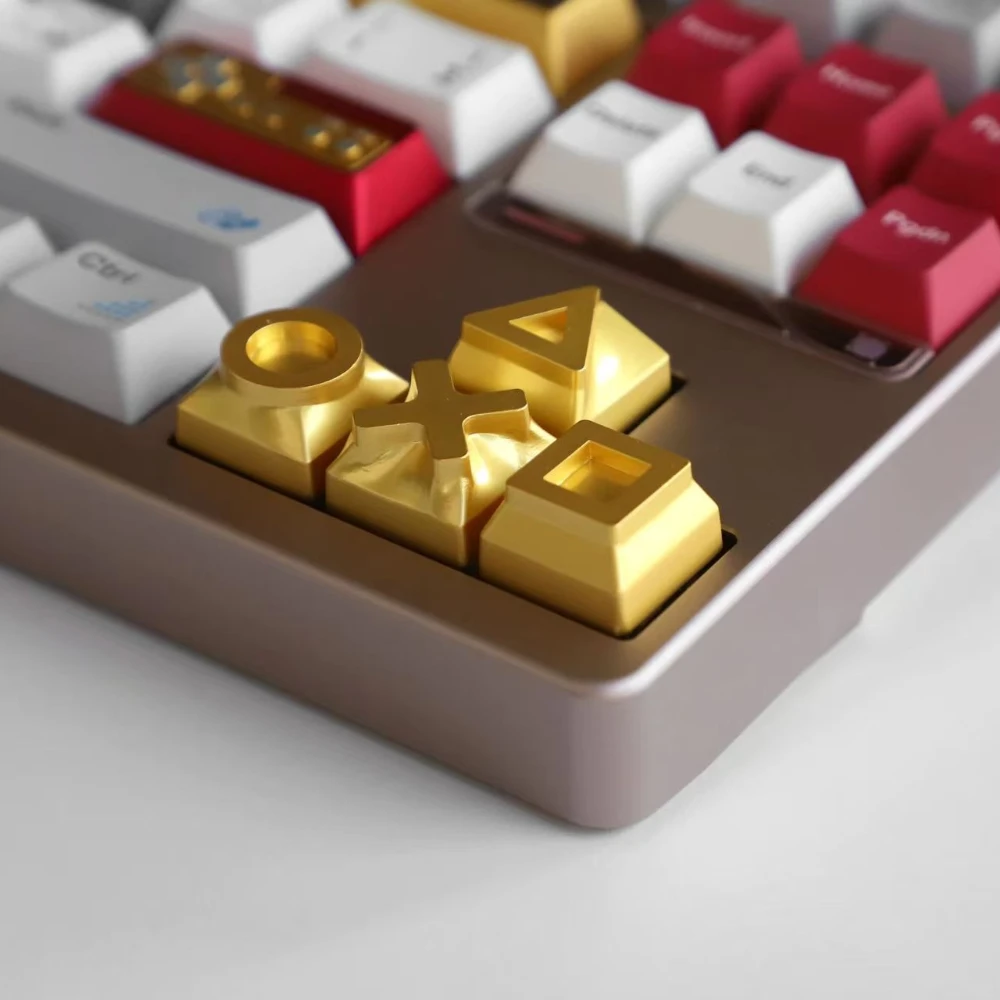 Tic Tac Toe Artisan Keycap Golden Zinc Alloy Custom Personalized Keyboard Cap KeyCap for Mechanical Keyboard Accessories Gifts