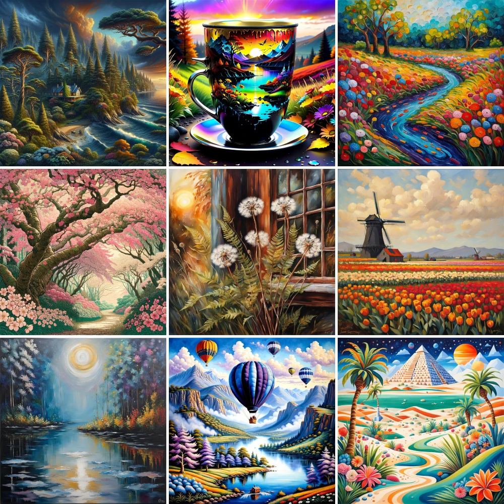 

Landscape Fantasy Nature Printed Cross-Stitch Kit DIY Embroidery Needlework Handmade Handicraft Knitting Different Design Gift