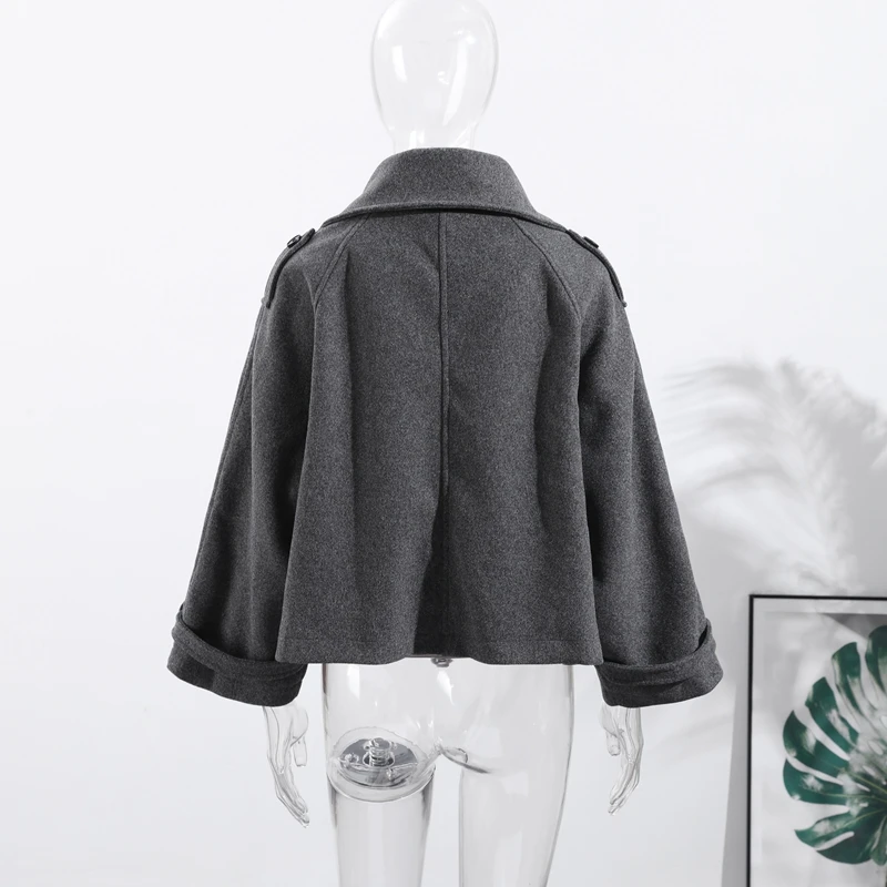 Elegante Wolljacke mit Stehkragen für Damen, Lose Passform, Lange Ärmel, Einreihig, mit Reißverschluss, Damenjacke, Herbst-Winter-Oberbekleidung 2026 – Detail 7