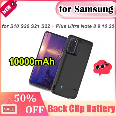 10000mAh Portable Battery Cover for Samsung Galaxy S10 S20 S21 S22 + Plus Ultra Note 8 9 10 20 Battery Charger Case Power Bank