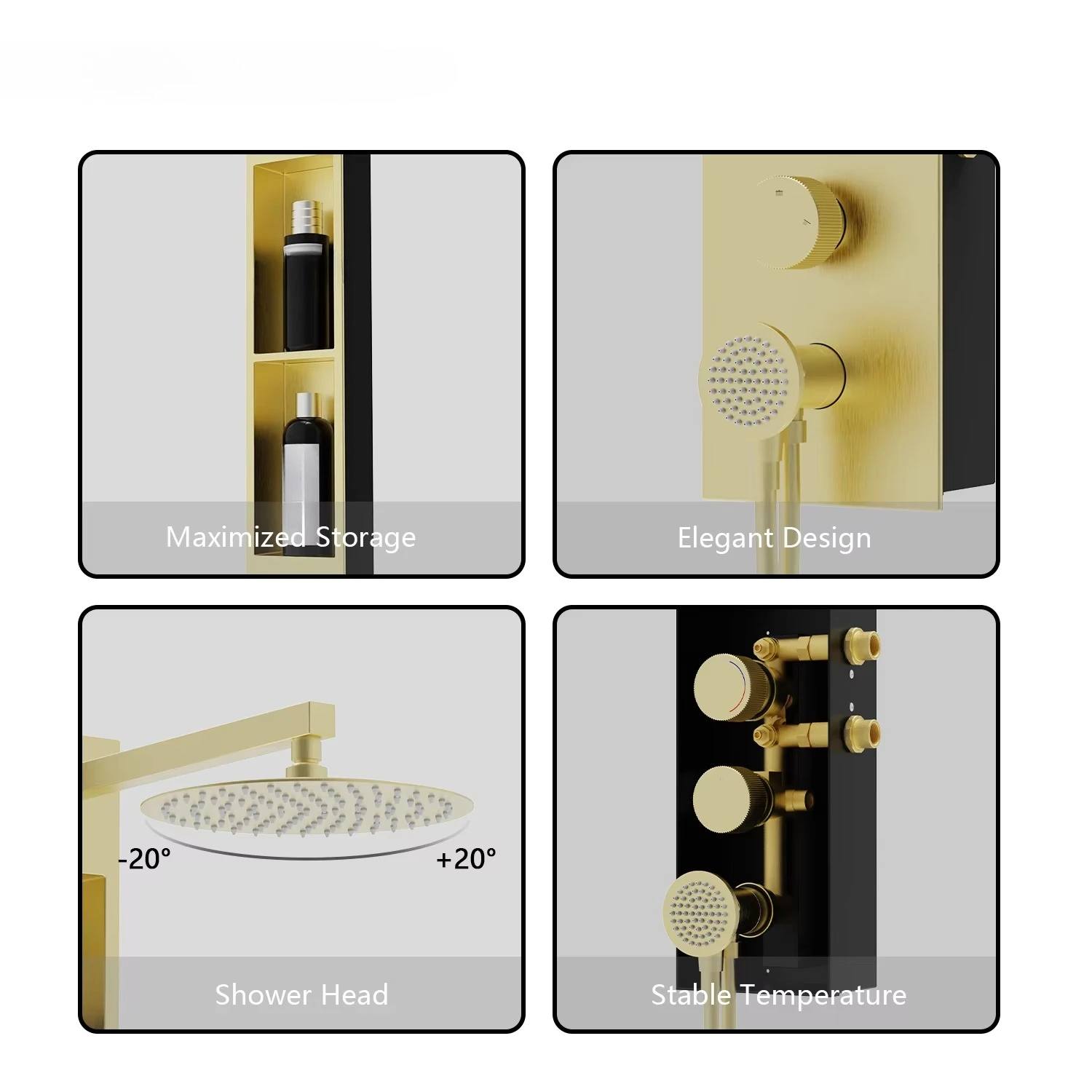 High-quality stainless steel shower plate 304 material with pressure balance valve, rain shower and hand shower, suitable for Eu