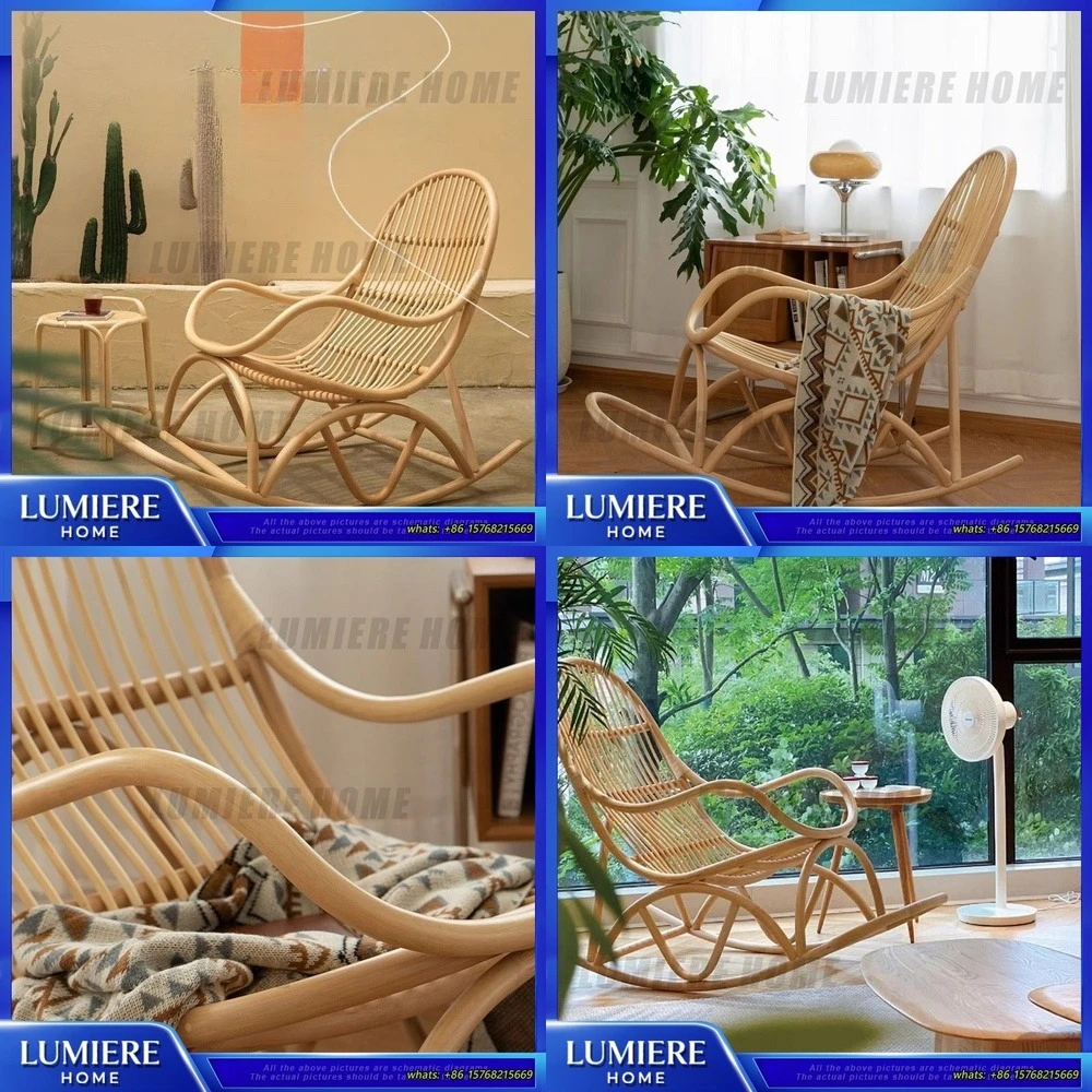 

Уличное кресло-качалка из ротанга для патио, сада, спальни, балкона, натуральное плетеное кресло для отдыха, современное минималистичное, для использования в помещении