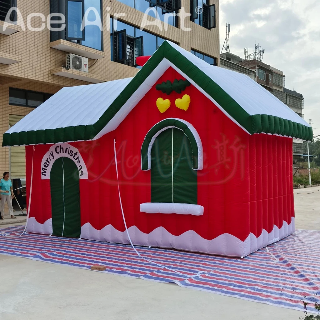Inflatable Christmas Houses Santa Claus Christmas Advertising Inflatable Santa Grotto Tent for Event Decoration