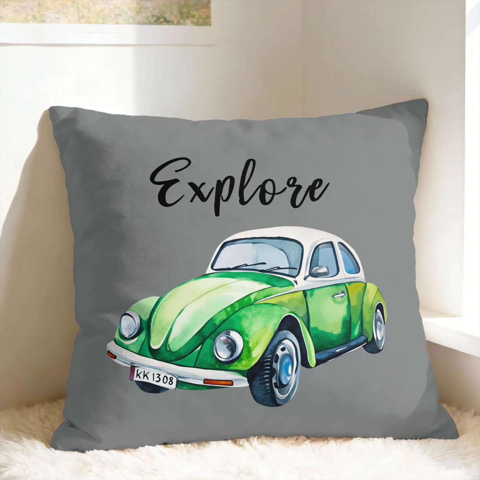 Pillow Cover Bus Painting  Kawaii Pillow Case For Sofa Bedroom Home Decor Pillowcases