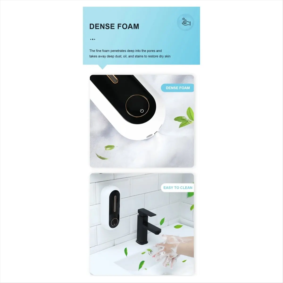 lookme Auto Touchless Foaming Soap Dispenser, No Drill Wall-Mounted, 3 Modes 450ml, Temp Display, for Kitchen and Bathroom