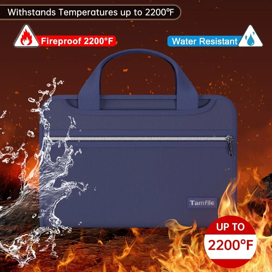 منظم ملفات الأكورديون المقاوم للحريق مع مقبض 13 جيبًا مجلد ملفات قابل للتوسيع مع مجلد ملفات بسحاب مع جيوب متعددة